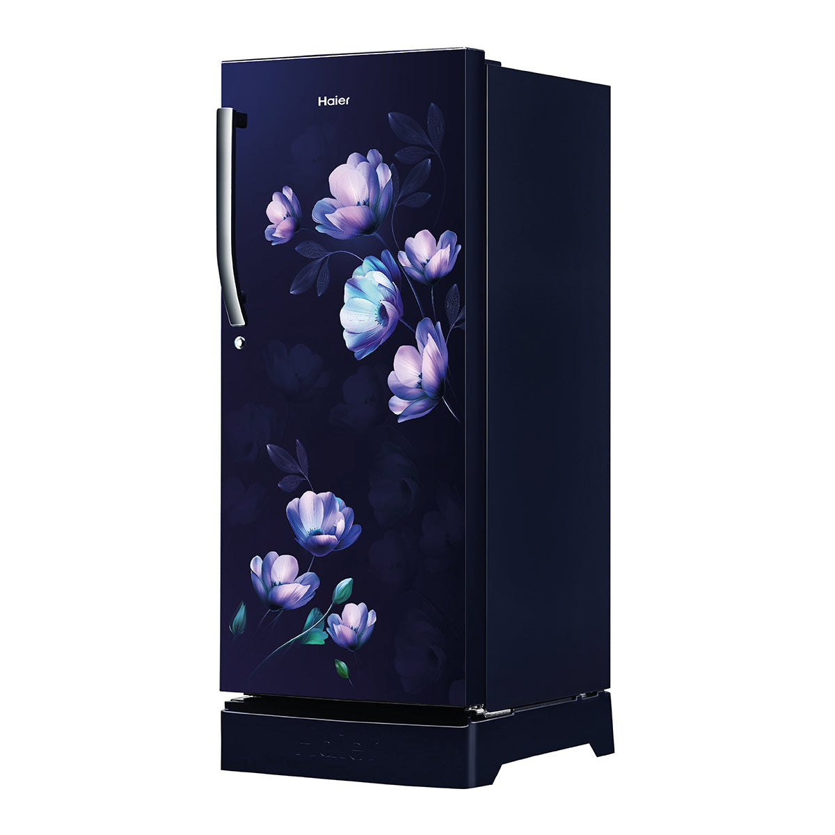 Haier 190L 5-Star Inverter Direct Cool Single Door Refrigerator with Flower Finish Door, Toughened Glass Shelves, and External Handle-(Marine Ivy, HRD-2105PMIA-P)