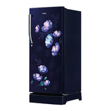 Haier 190L 5-Star Inverter Direct Cool Single Door Refrigerator with Flower Finish Door, Toughened Glass Shelves, and External Handle-(Marine Ivy, HRD-2105PMIA-P)