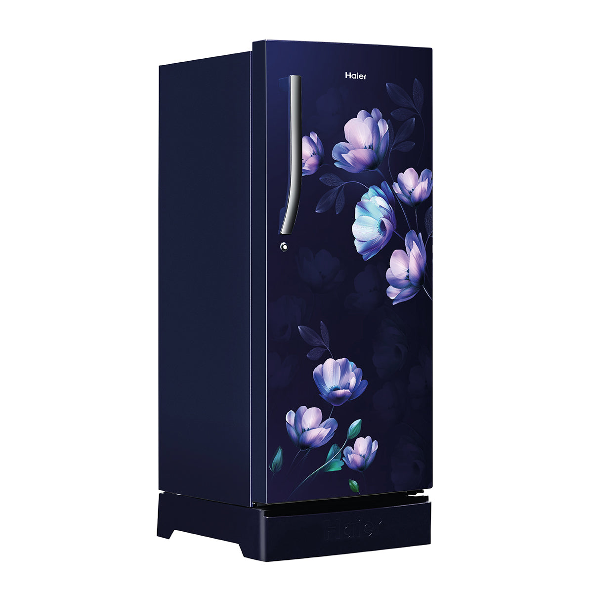 Haier 190L 5-Star Inverter Direct Cool Single Door Refrigerator with Flower Finish Door, Toughened Glass Shelves, and External Handle-(Marine Ivy, HRD-2105PMIA-P)