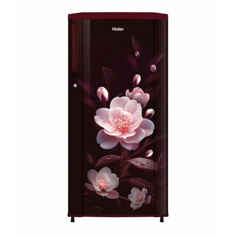 Haier 165L 1 Star Red Elegance Floral Finish Direct Cool Single Door Refrigerator HRD-1851SREA-P