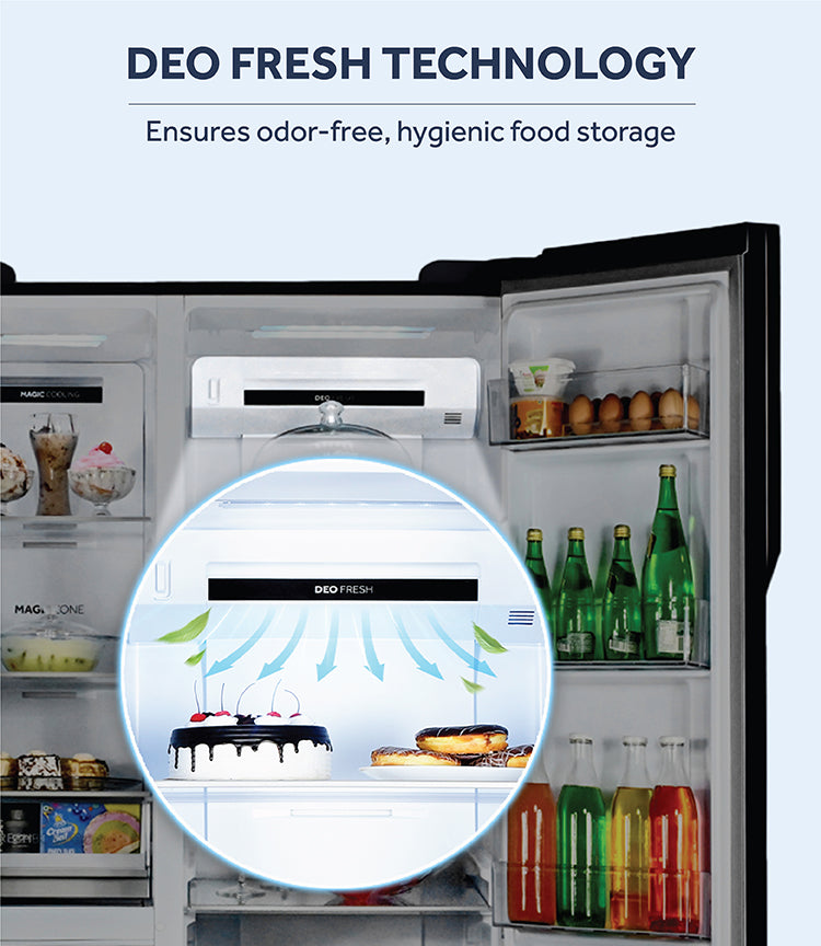 Haier 540 Litre Side By Side Refrigerator | 3 Star | Frost Free Cooling Technology with Inverter Compressor | Fusion Steel Door Finish with Recess Handle | Toughened Glass Shelves for Durability | Twist Ice Maker | Eco-Friendly R600a Refrigerant-HRS-615FS