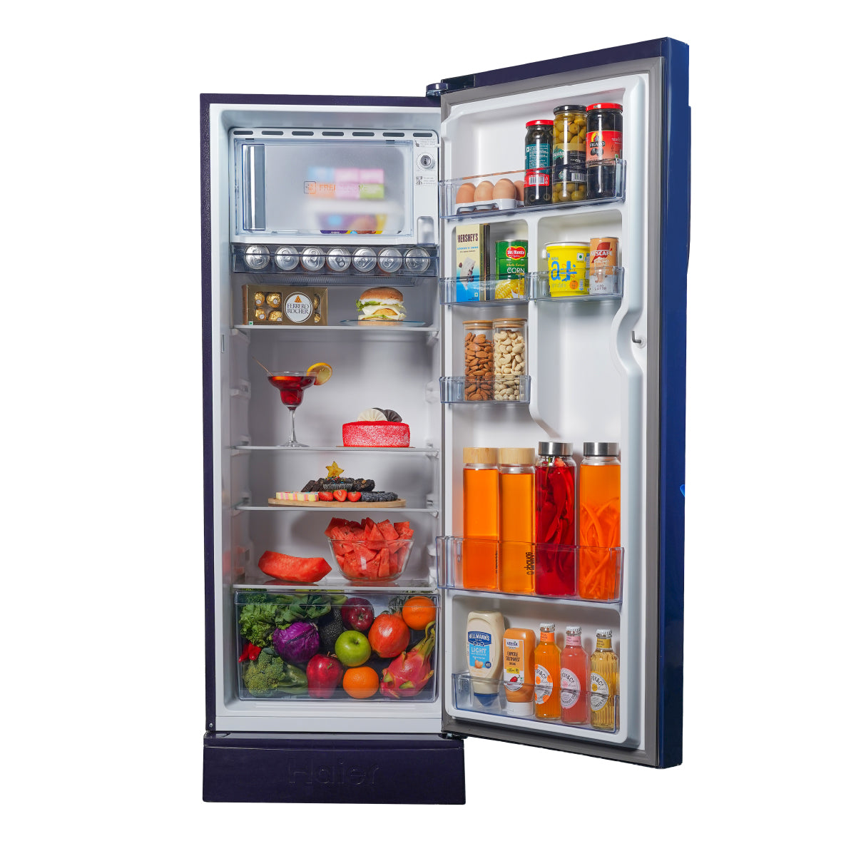 Haier 215L 3 Star Purple Xsenia Finish Direct Cool Single Door Refrigerator with Base Drawer HRD-2353PPXA-P