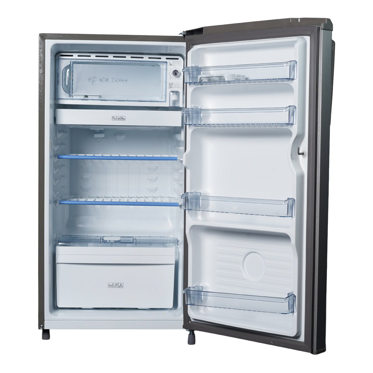 Haier 165L 1-Star Direct Cool Single Door Refrigerator with External Handle, Wired Shelves, and LED Interior Light-(Moon Silver, HRD-1851SMSA-P)