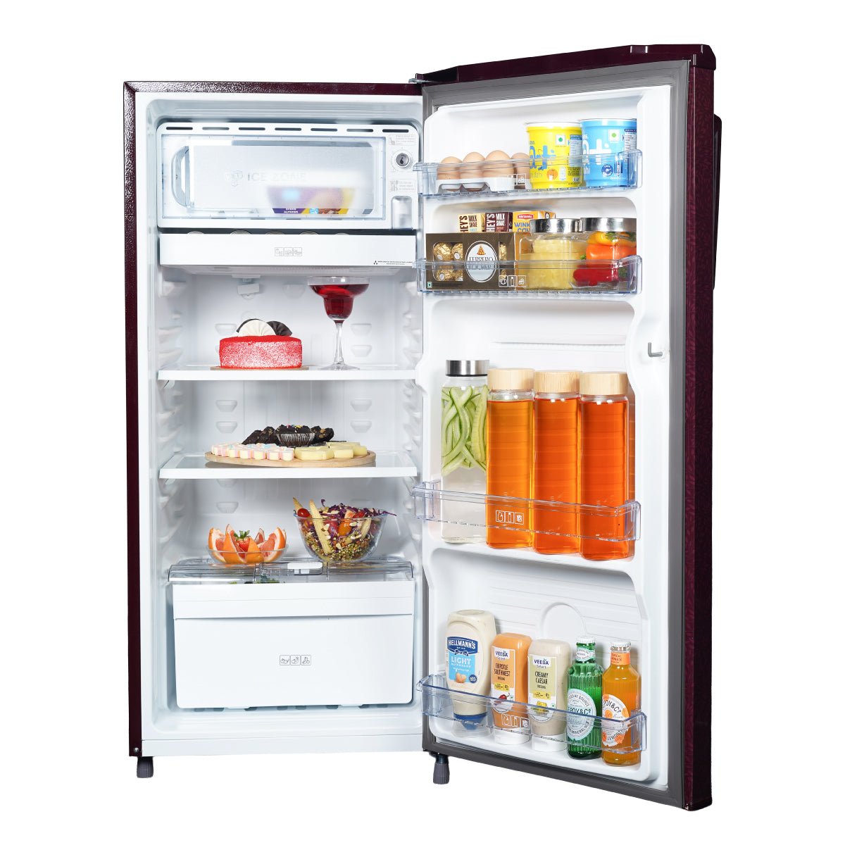Haier 185L 1-Star Direct Cool Single Door Refrigerator (Marine Figo, Flower Pattern Door Finish, Toughened Glass Shelves, HRD-2051SMFA-P)