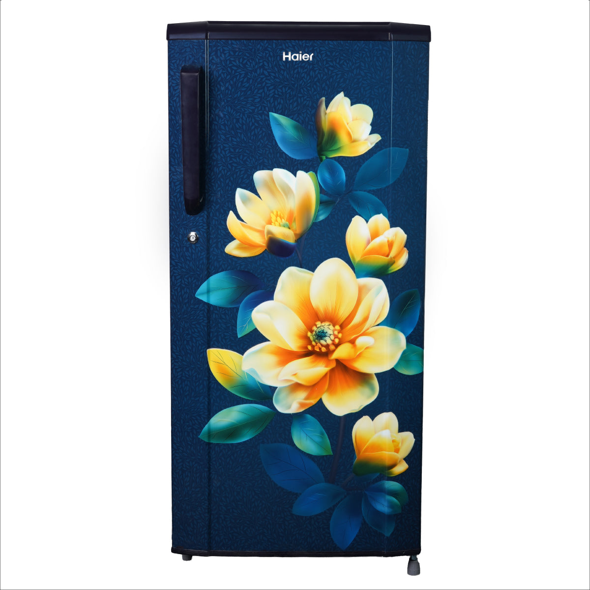 Haier 185L 1-Star Direct Cool Single Door Refrigerator (Marine Figo, Flower Pattern Door Finish, Toughened Glass Shelves, HRD-2051SMFA-P)