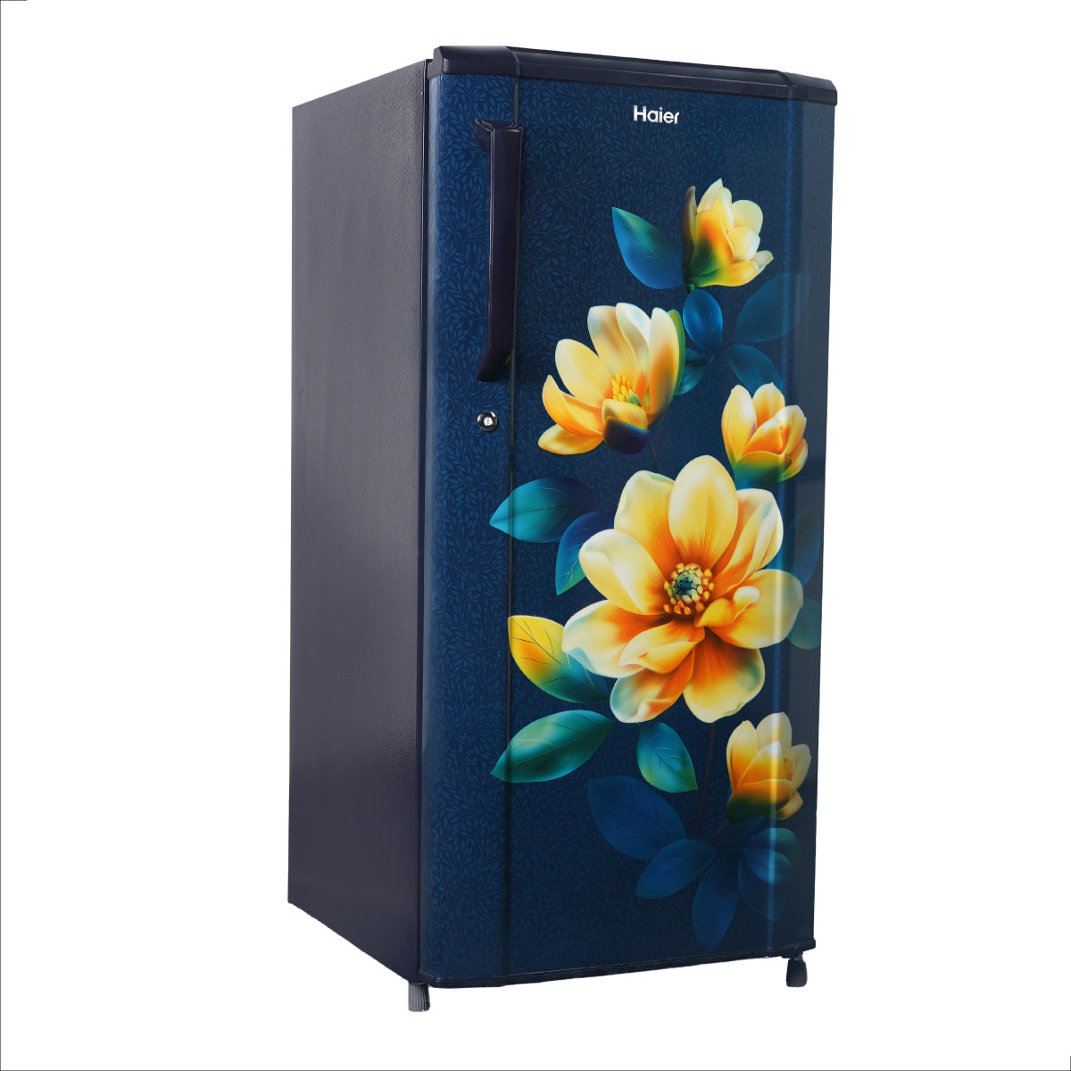 Haier 185L 1-Star Direct Cool Single Door Refrigerator (Marine Figo, Flower Pattern Door Finish, Toughened Glass Shelves, HRD-2051SMFA-P)