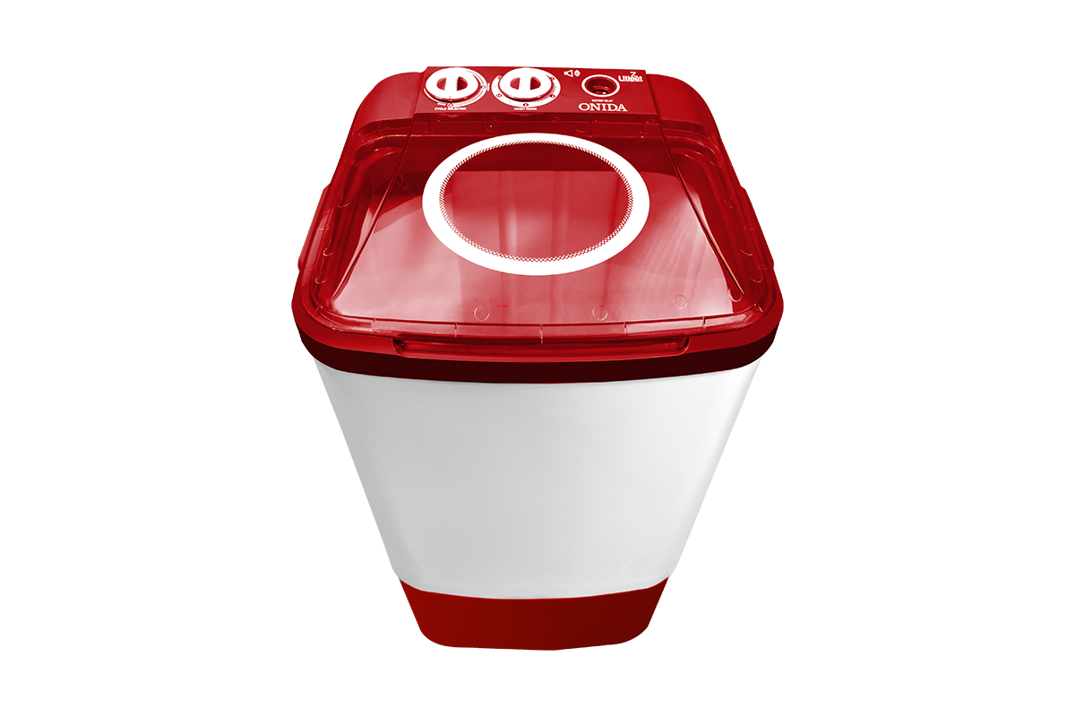 Onida Liliput 7kg Semi-Automatic Top Load Washer | Ideal for Large Families | Storm Pulsator Wash & HydroLogic Pulsator | Shock & Rust Proof Body | Red & White -W70W