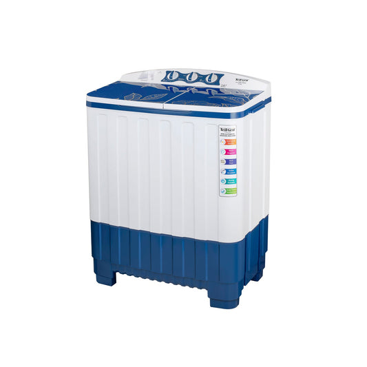 TAKAI 7.5 Kg Semi-Automatic Washing Machine with Half Glass Top, Magic Filter, Collar Scrubber, Air Dry, and No-Vibration Technology-TKI-WM-760G