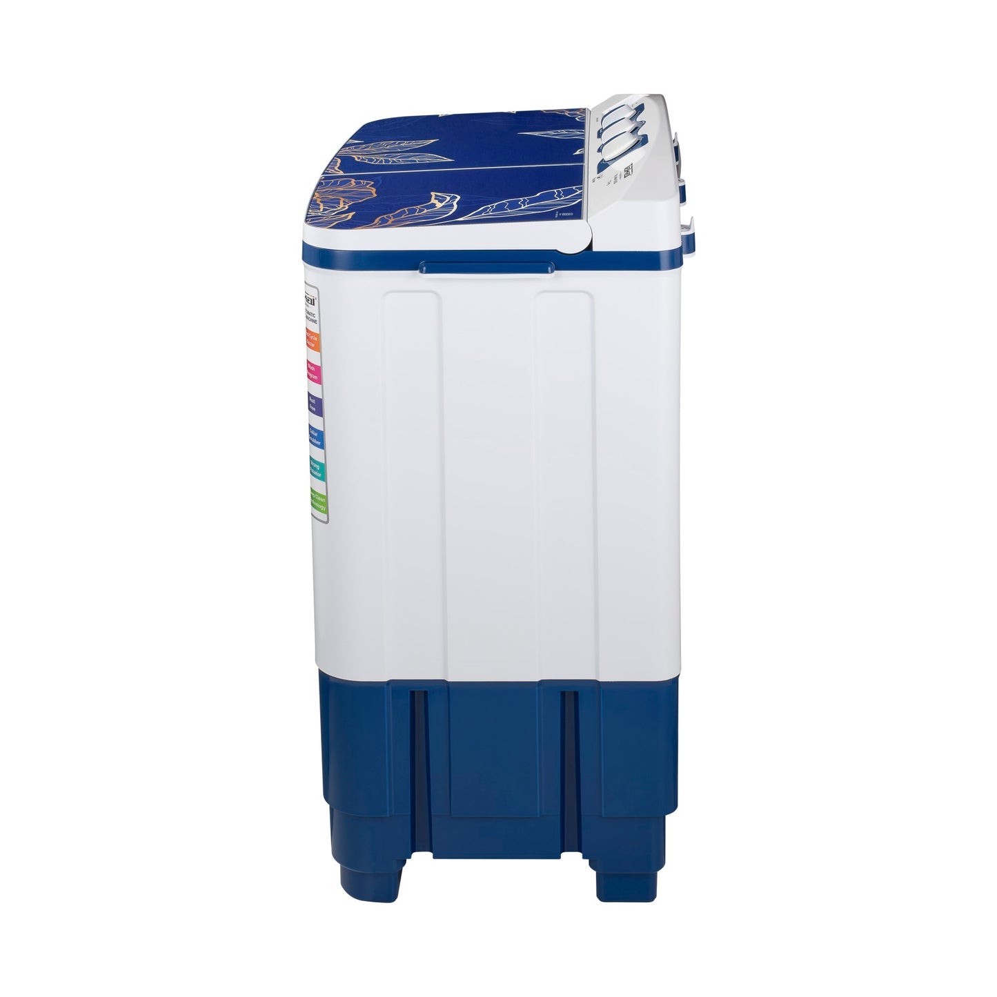 TAKAI 7.5 Kg Semi-Automatic Washing Machine with Half Glass Top, Magic Filter, Collar Scrubber, Air Dry, and No-Vibration Technology-TKI-WM-760G