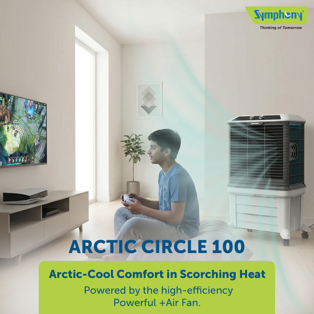 SYMPHONY ARCTIC CIRCLE 100 Air Cooler with i-Pure+ Technology | Powerful Fan | Cellulose Cooling Media