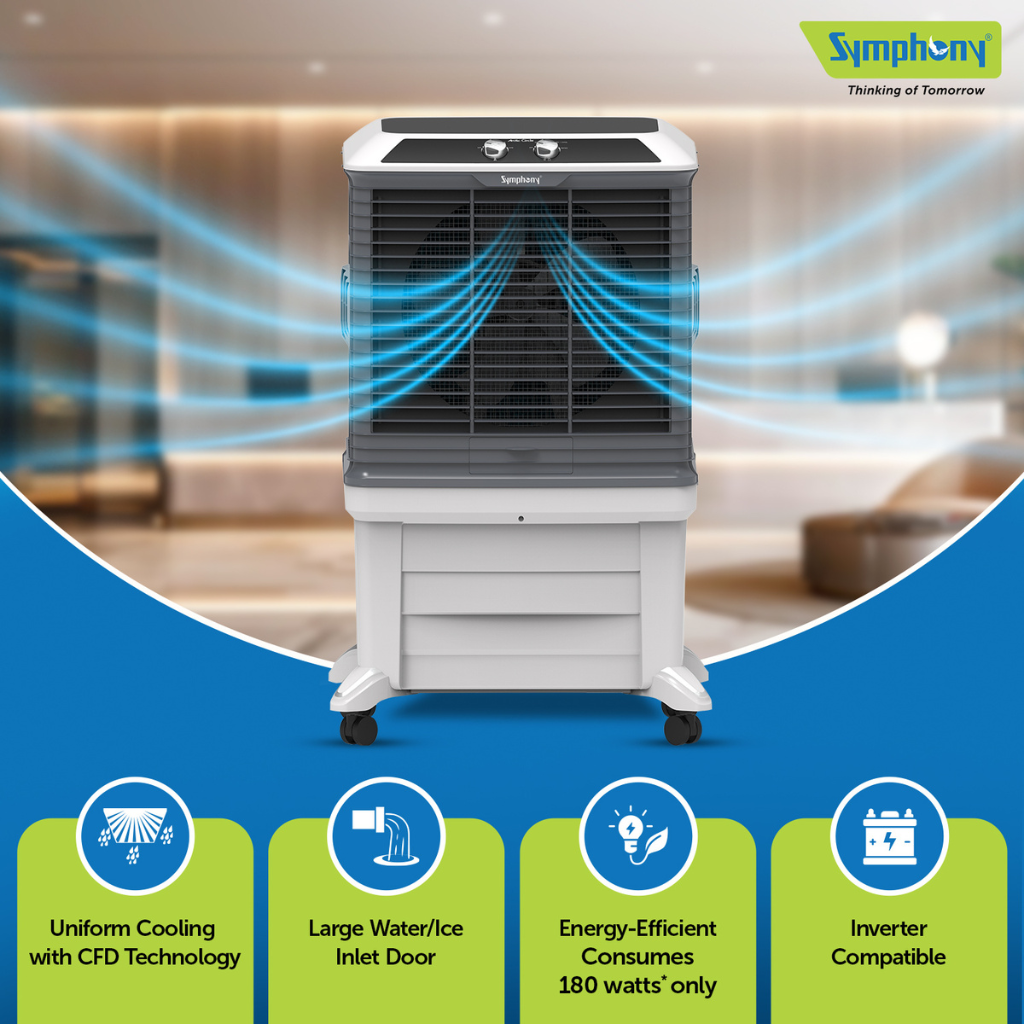 SYMPHONY ARCTIC CIRCLE 100 Air Cooler with i-Pure+ Technology | Powerful Fan | Cellulose Cooling Media