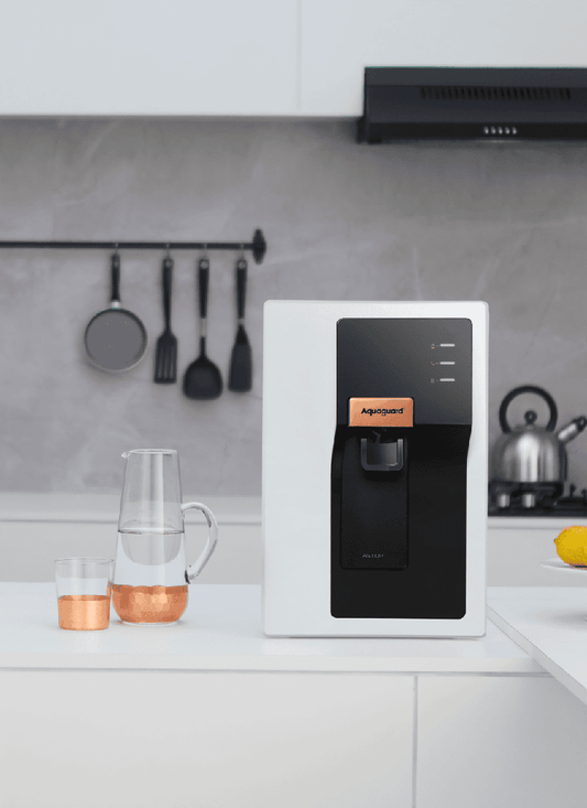 Aquaguard Enrich Astor RO+UV+SS+ALK Water Purifier with 8-Stage Filtration, Alkaline Boost & Stainless Steel Tank - 5L Capacity, Wall Mount or Counter Top-AQG1226439