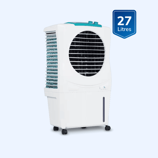 Symphony Ice Cube 27 Personal Air Cooler For Home with Powerful Fan, 3-Side Honeycomb Pads, i-Pure Technology and Low Power Consumption (27L, White)