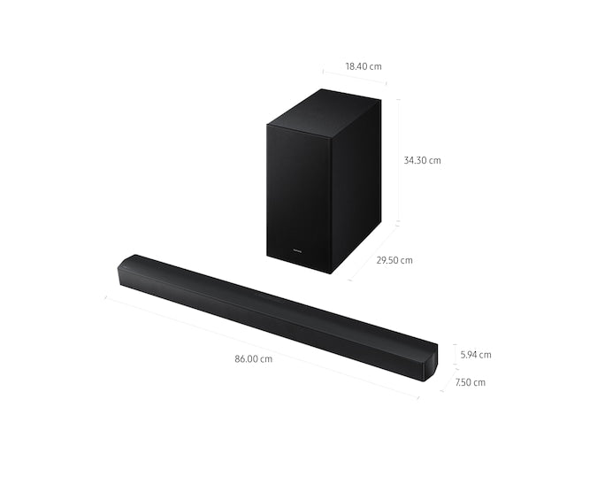 Samsung 3.1ch Soundbar with Wireless Subwoofer, Built-in Center Speaker, DolbyDigital/DTS Virtual:X, and Adaptive Sound for Cinematic Audio Experience- HW-B650F