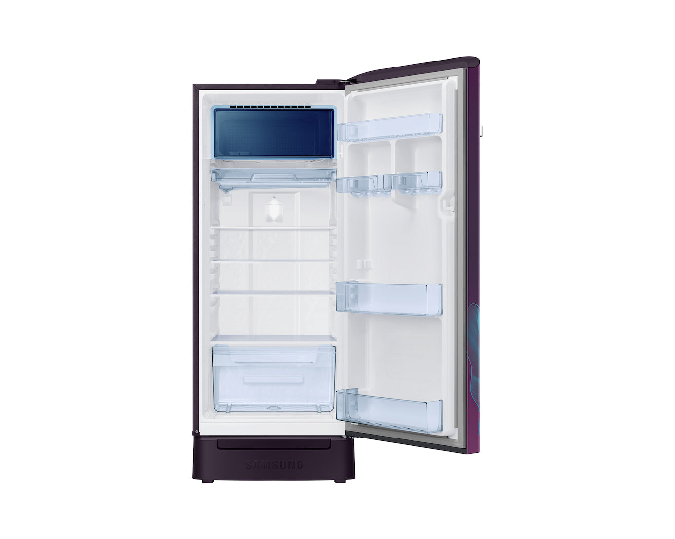 Samsung 215L 5-Star Direct Cool Single Door Refrigerator – Digital Inverter Compressor, Base Stand Drawer, Toughened Glass Shelves, Fresh Room, LED Light, Big Guards, Lock & Key-(RR23H2H359R/HL, Paradise Bloom Purple)