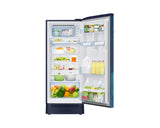Samsung 215L 5-Star Direct Cool Single Door Refrigerator – Digital Inverter Compressor, Base Stand Drawer, Toughened Glass Shelves, Fresh Room, LED Light, Big Guards, Lock & Key-(RR23H2H359U/HL, Paradise Bloom Blue)
