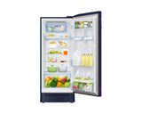 Samsung 215L 5-Star Direct Cool Single Door Refrigerator – Digital Inverter Compressor, Base Stand Drawer, Toughened Glass Shelves, Fresh Room, LED Light, Big Guards, Lock & Key-(RR23H2H35UZ/HL, Midnight Blossom Blue)