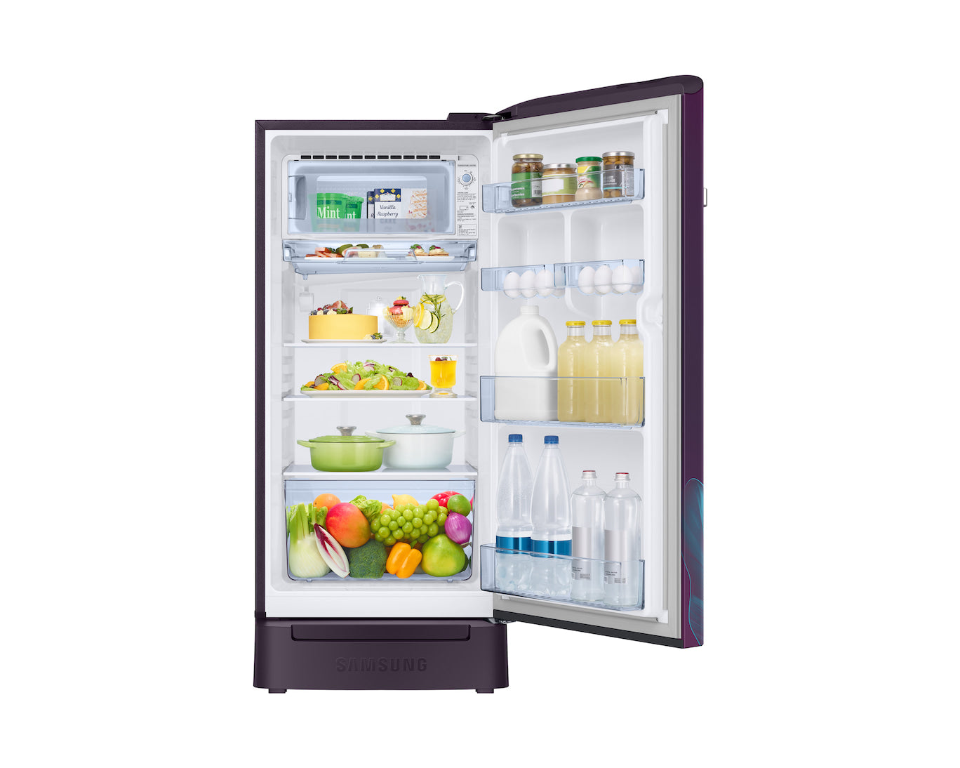 Samsung 189 L 5 Star Direct Cool Single Door Refrigerator with Horizontal Curve Design | Digital Inverter Compressor | Digi-Touch Cool Panel | Toughened Glass Shelves. (Model: RR21H2H259R/HL)