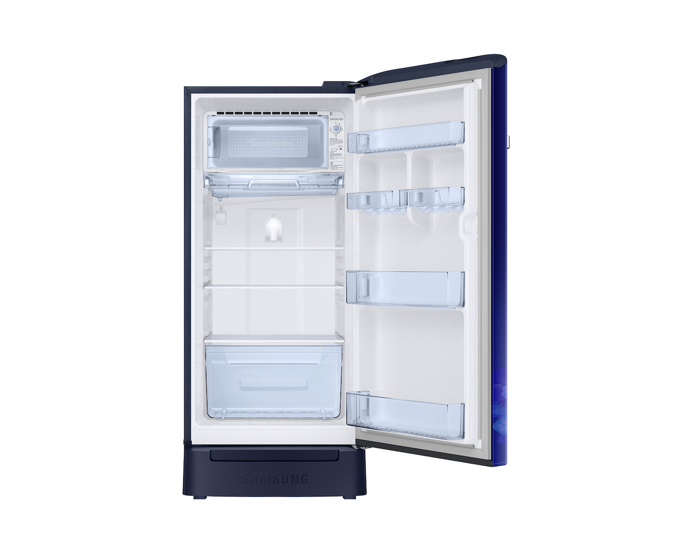 Samsung 189L 5-Star Direct Cool Single Door Refrigerator | Digital Inverter Compressor | Base Stand Drawer | Toughened Glass Shelves | New H-Bar Handle | LED Interior Lighting | Stabilizer Free Operation-(RR21H2H25HS/HL, Hydrangea Blue)