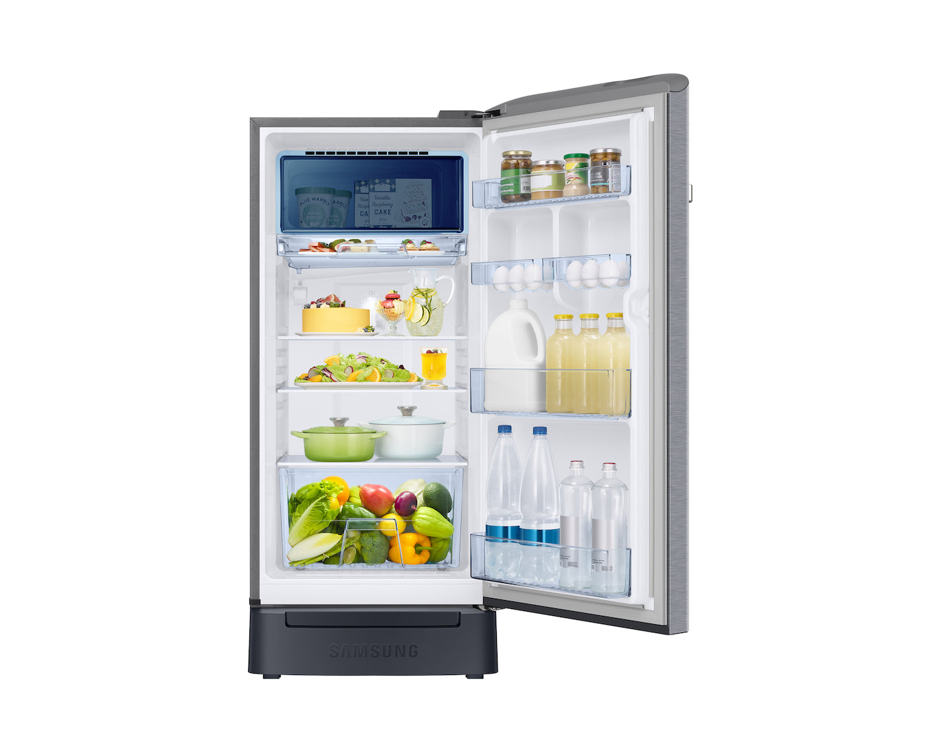 Samsung 189L 5-Star Direct Cool Single Door Refrigerator | Digital Inverter Compressor | Base Stand Drawer | Toughened Glass Shelves | New H-Bar Handle | LED Lighting | Stabilizer Free Operation-(RR21H2H25S8/HL, Elegant Inox)