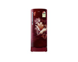 Samsung 183L 3-Star Direct Cool Single Door Refrigerator | Digital Inverter Compressor | Base Stand Drawer | Toughened Glass Shelves | LED Light | Large Vegetable Box | Elegant Bar Handle Design-(RR20H2823RZ/NL, Midnight Blossom Red)