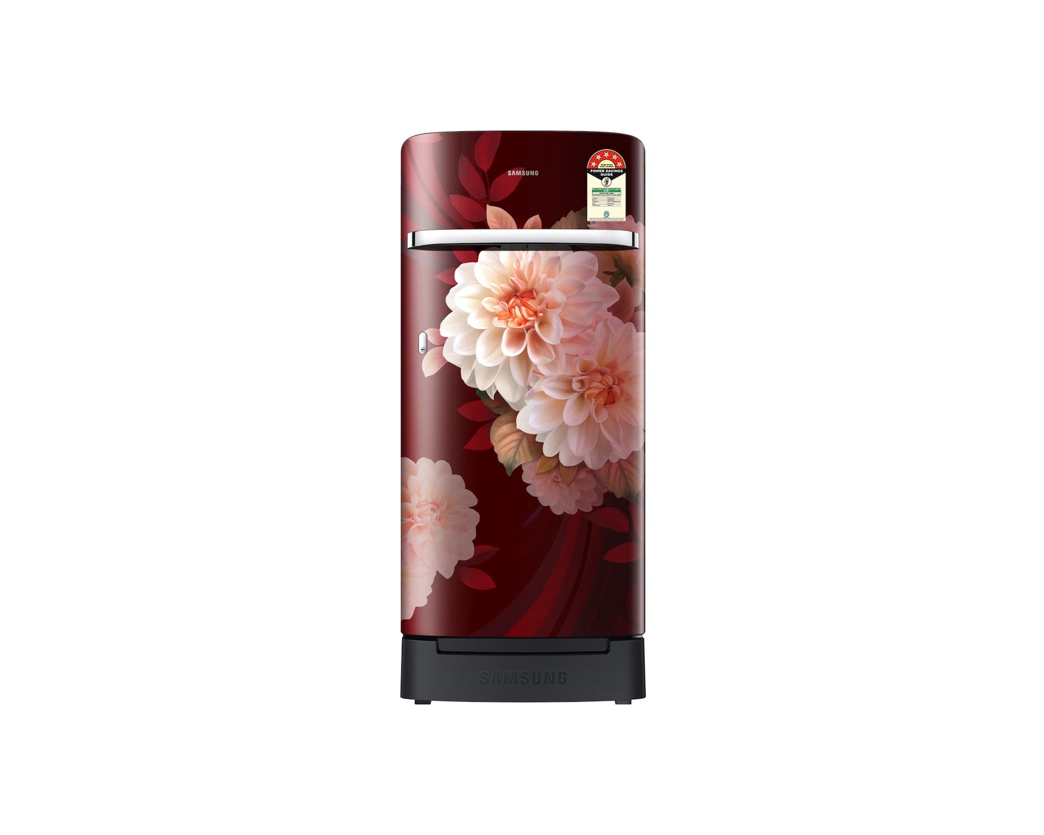 Samsung 189L 5-Star Direct Cool Single Door Refrigerator | Digital Inverter Compressor | Base Stand Drawer | Toughened Glass Shelves | New H-Bar Handle | LED Lighting | Stabilizer Free Operation | Lock & Key-(RR21H2H25BR/HL, Begonia Red)