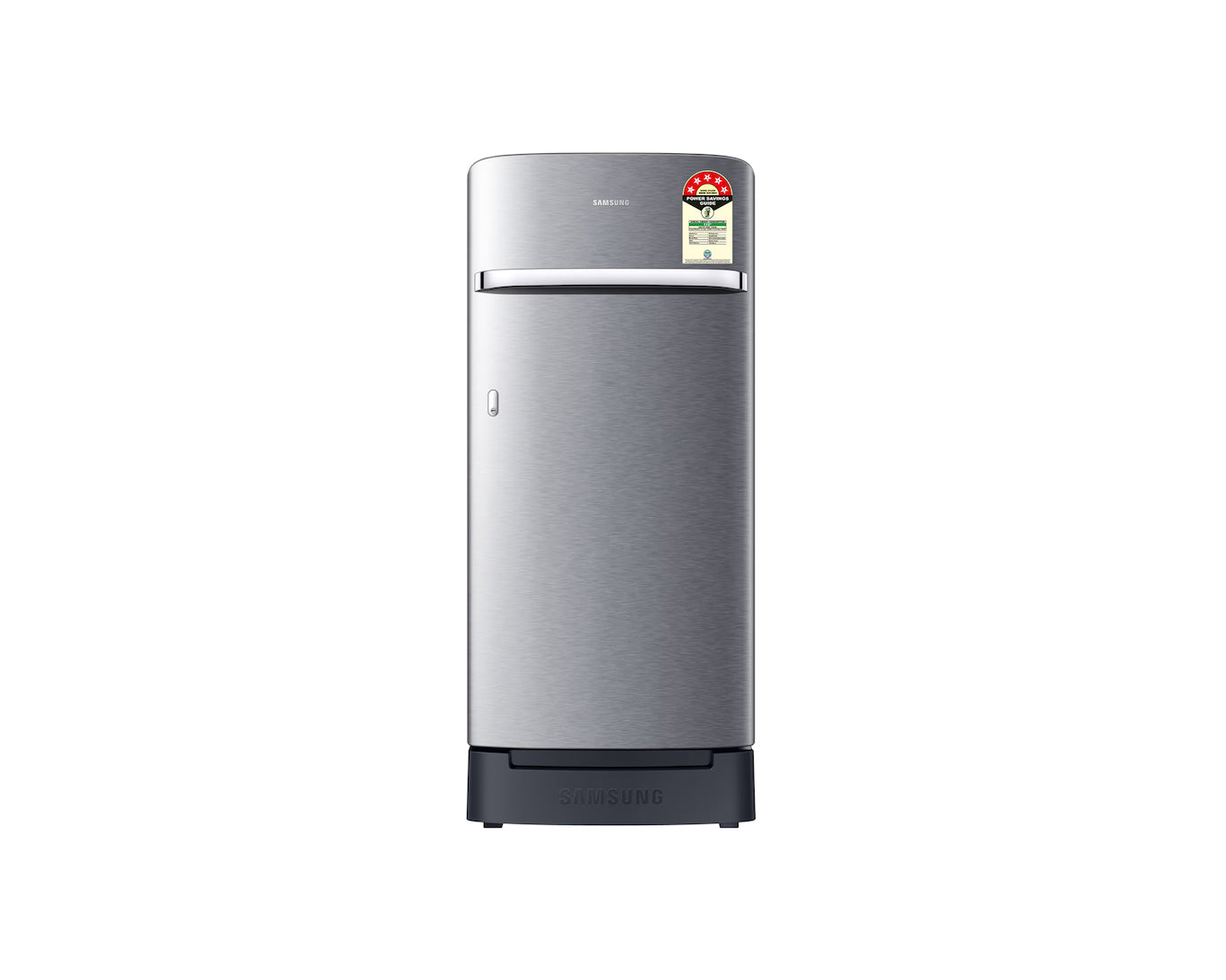 Samsung 189L 5-Star Direct Cool Single Door Refrigerator | Digital Inverter Compressor | Base Stand Drawer | Toughened Glass Shelves | New H-Bar Handle | LED Lighting | Stabilizer Free Operation-(RR21H2H25S8/HL, Elegant Inox)