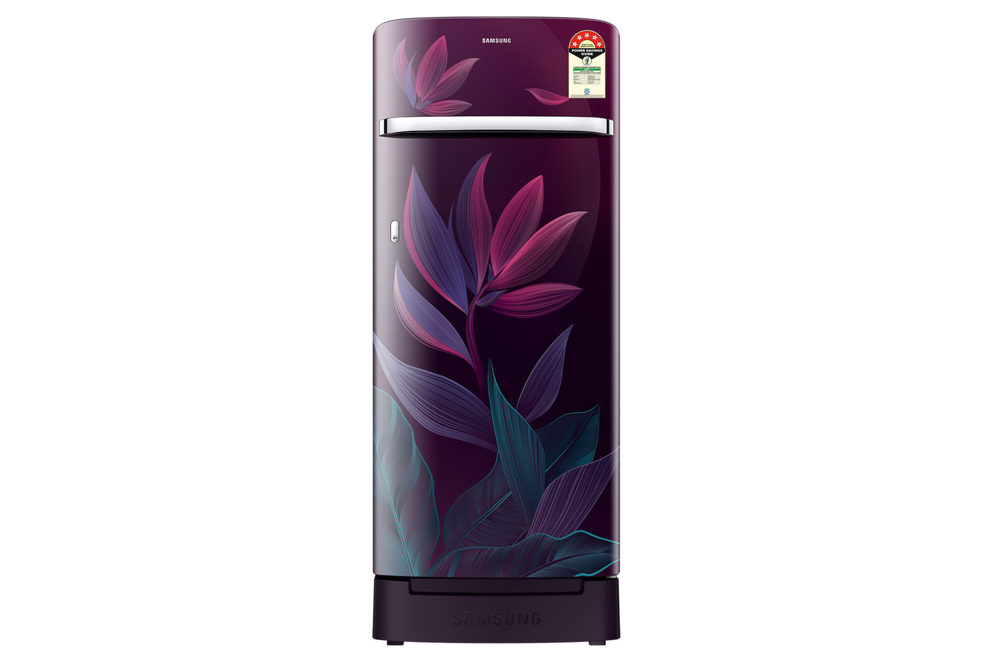 Samsung 215L 5-Star Direct Cool Single Door Refrigerator – Digital Inverter Compressor, Base Stand Drawer, Toughened Glass Shelves, Fresh Room, LED Light, Big Guards, Lock & Key-(RR23H2H359R/HL, Paradise Bloom Purple)