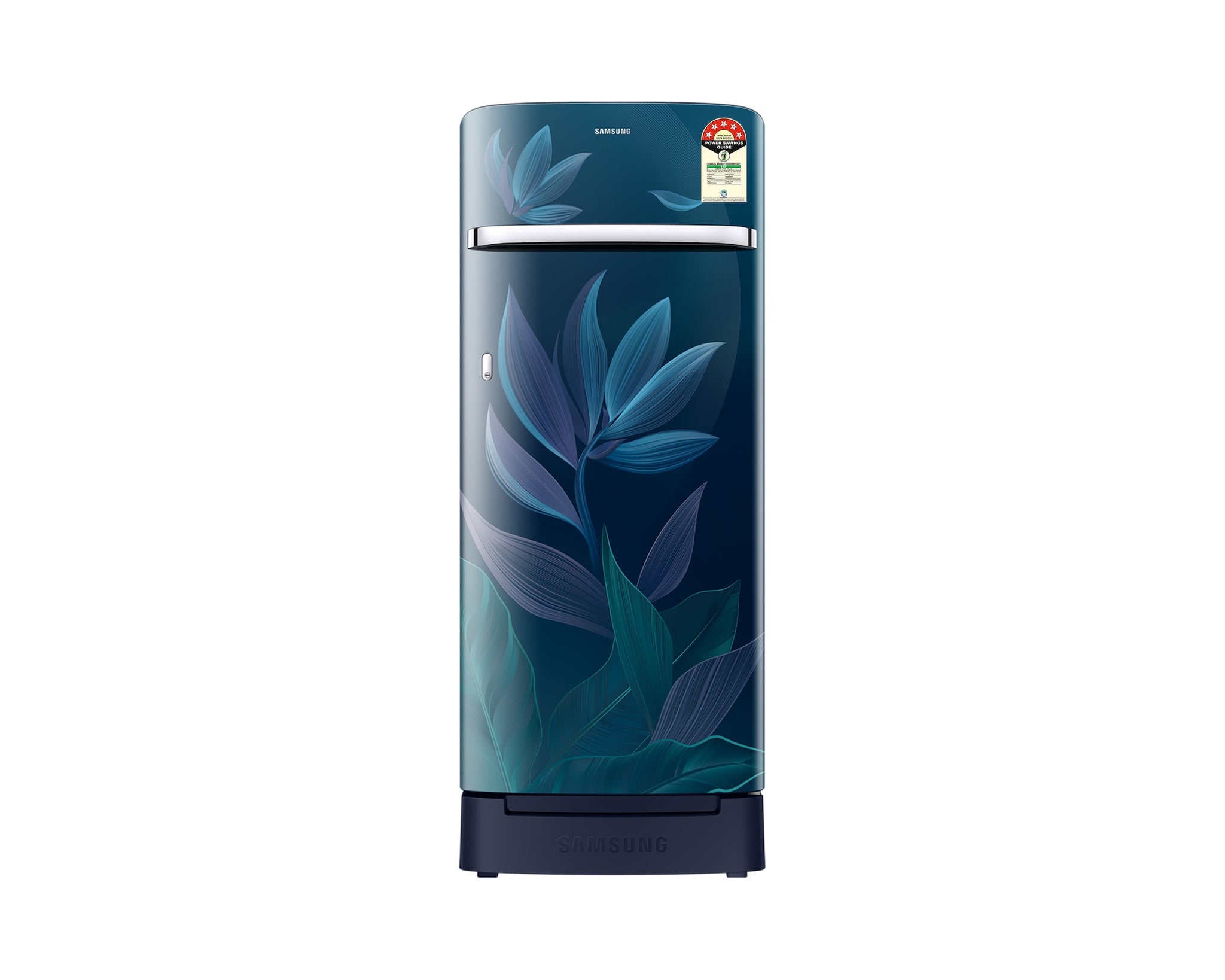 Samsung 215L 5-Star Direct Cool Single Door Refrigerator – Digital Inverter Compressor, Base Stand Drawer, Toughened Glass Shelves, Fresh Room, LED Light, Big Guards, Lock & Key-(RR23H2H359U/HL, Paradise Bloom Blue)
