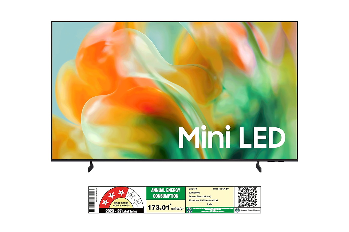 Samsung UA55M80HAULXL 138 cm (55 Inch) Mini LED 4K UHD Smart TV | Mini LED HDR | Pure Spectrum Color | 4K AI Upscaling | Motion Xcelerator 144Hz | Tizen OS | Voice Assistant Support |2026 Model - UA55M80HAULXL