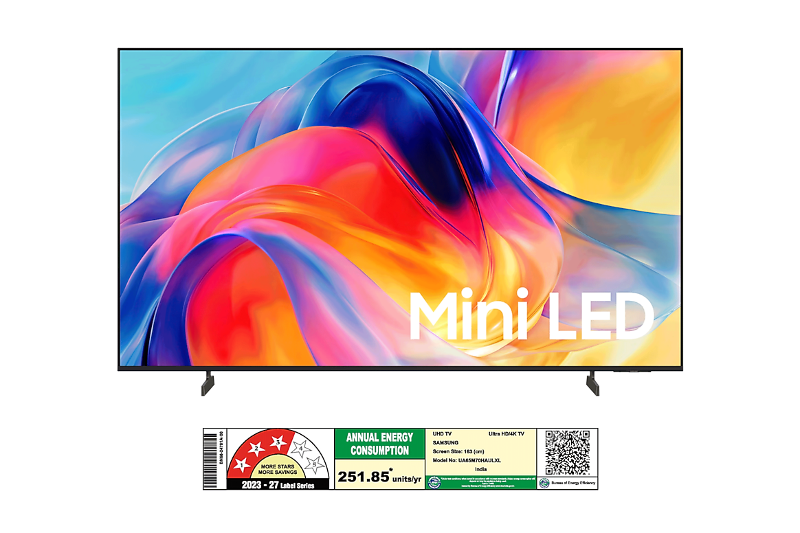 Samsung 163 cm (65 Inch) Mini LED 4K UHD Smart TV | Mini LED HDR | Pure Spectrum Color | 4K Upscaling | Motion Xcelerator | Tizen OS | Voice Assistant Support| 2026 Model - UA65M70HAULXL