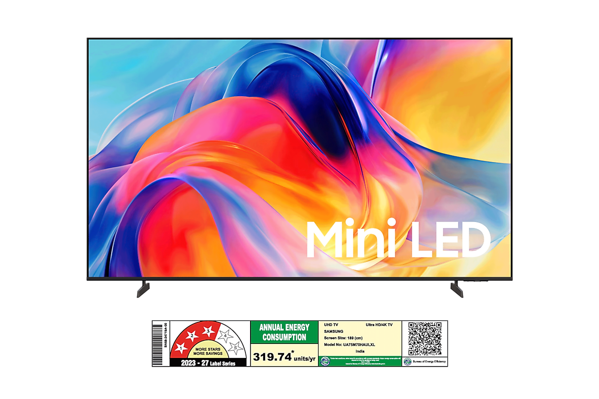 Samsung 189 cm (75 Inch) Mini LED 4K UHD Smart TV | Mini LED HDR | Pure Spectrum Color | 4K Upscaling | Motion Xcelerator | Tizen OS | Voice Assistant Support| 2026 Model - UA75M70HAULXL