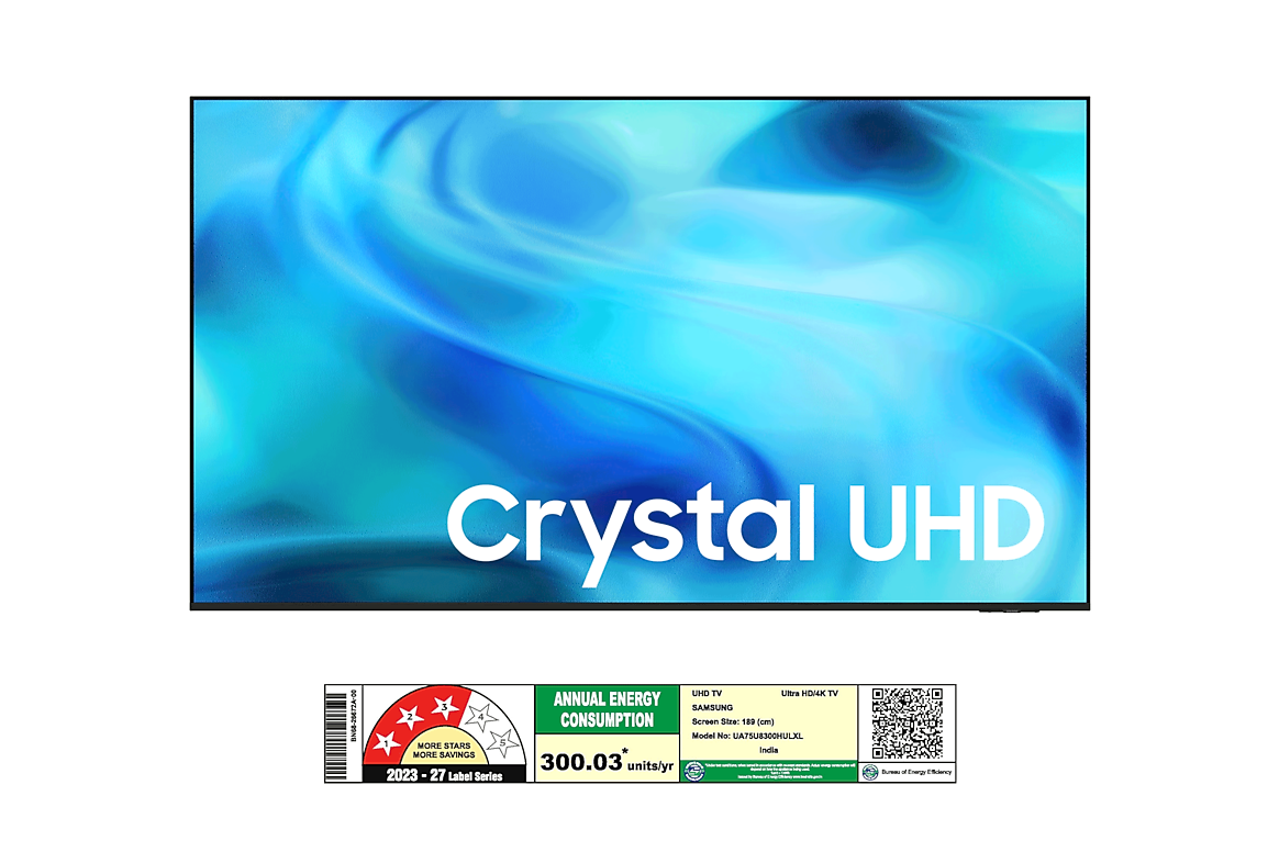 Samsung 189 cm (75 Inch) Crystal 4K UHD Smart LED TV | PurColor | HDR | 4K Upscaling | Motion Xcelerator | Tizen OS | Voice Assistant Support | 2026 Model - UA75U8300HULXL