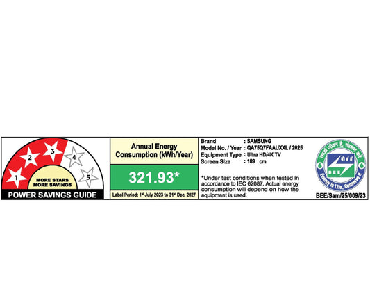 Samsung 75-inch (190.5 cm) QLED 4K Smart TV| Q4 AI Processor,Motion Xcelerator, OTS Lite Sound|4K UHD Resolution | QLED Display | Q4 AI Processor | Quantum HDR | Motion Xcelerator | OTS Lite Sound | Gaming Hub | SmartThings Hub |Alexa-QA75Q7FAAUXXL