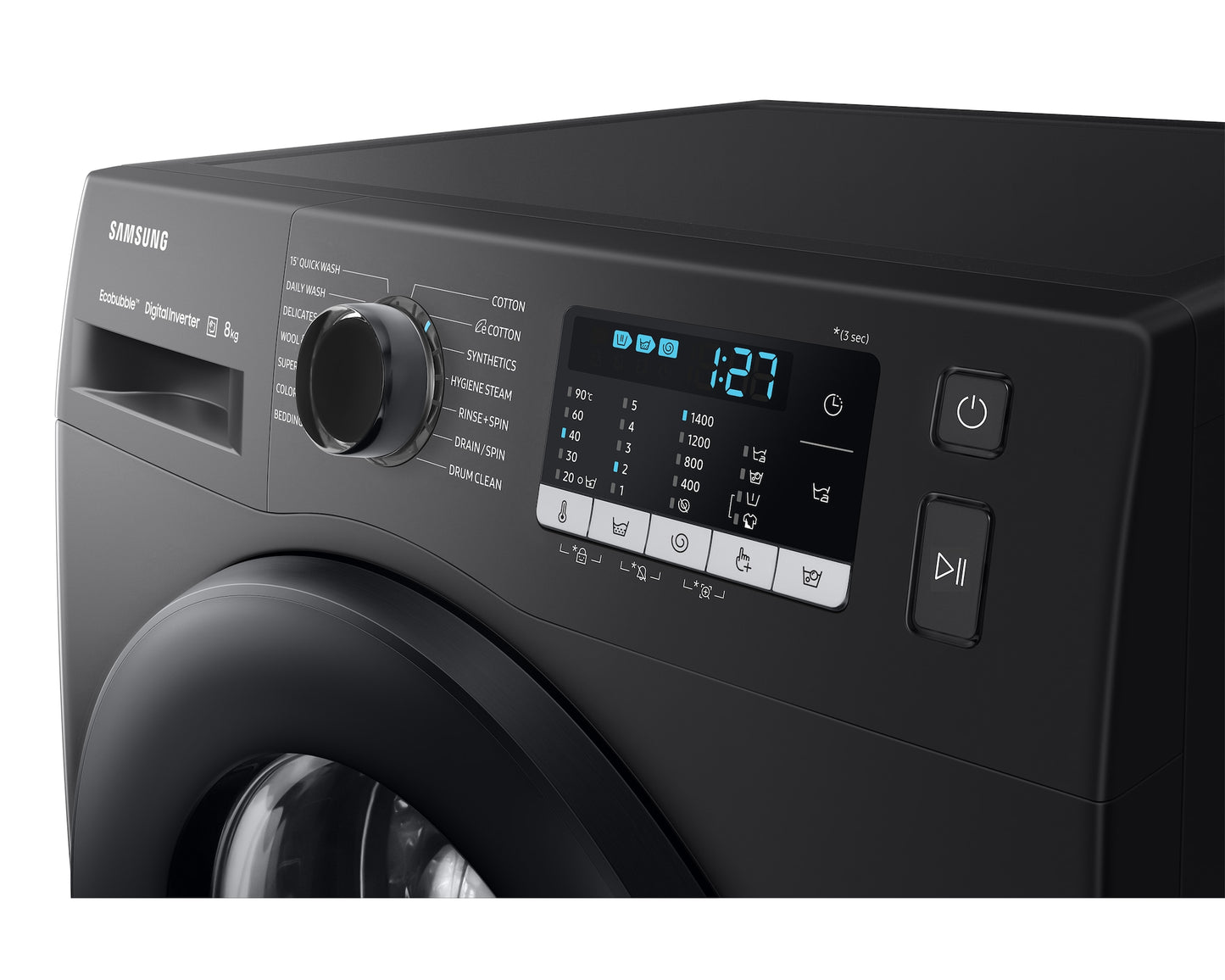 Samsung 8.0 kg Inverter Front Load Washing Machine with Eco Bubble, Hygiene Steam and Digital Inverter Technology (WW80TA046AB1TL, Black)