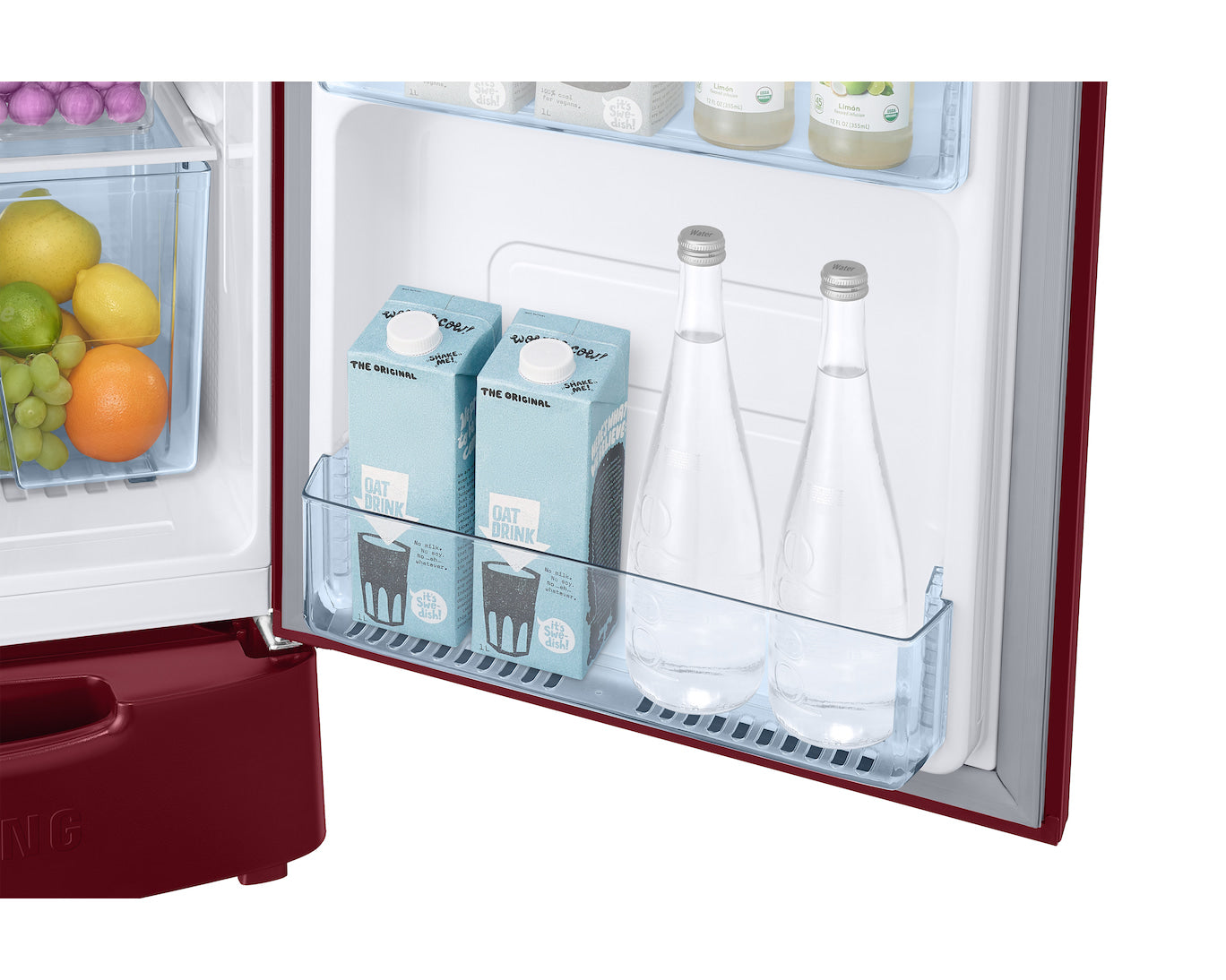 Samsung 183L 3-Star Direct Cool Single Door Refrigerator | Digital Inverter Compressor | Base Stand Drawer | Toughened Glass Shelves | LED Light | Large Vegetable Box | Elegant Bar Handle Design-(RR20H2823RZ/NL, Midnight Blossom Red)