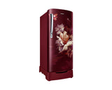 Samsung 183L 3-Star Direct Cool Single Door Refrigerator | Digital Inverter Compressor | Base Stand Drawer | Toughened Glass Shelves | LED Light | Large Vegetable Box | Elegant Bar Handle Design-(RR20H2823RZ/NL, Midnight Blossom Red)
