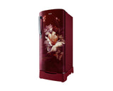 Samsung 183L 3-Star Direct Cool Single Door Refrigerator | Digital Inverter Compressor | Base Stand Drawer | Toughened Glass Shelves | LED Light | Large Vegetable Box | Elegant Bar Handle Design-(RR20H2823RZ/NL, Midnight Blossom Red)