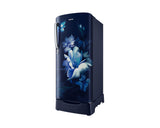 Samsung 183L 3-Star Direct Cool Single Door Refrigerator | Digital Inverter Compressor | Base Stand Drawer | Toughened Glass Shelves | LED Light | Large Vegetable Box | Elegant Bar Handle Design-(RR20H2823UZ/NL, Midnight Blossom Blue)