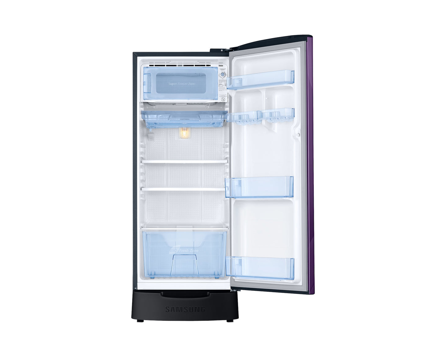 Samsung 183L 3-Star Direct Cool Single Door Refrigerator,Digital Inverter Compressor | Toughened Glass Shelves | Base Stand Drawer with Extra Storage | Stabilizer Free Operation | Elegant Bar Handle Design-(RR20H1823WB/HL, Wild Lily Blue)