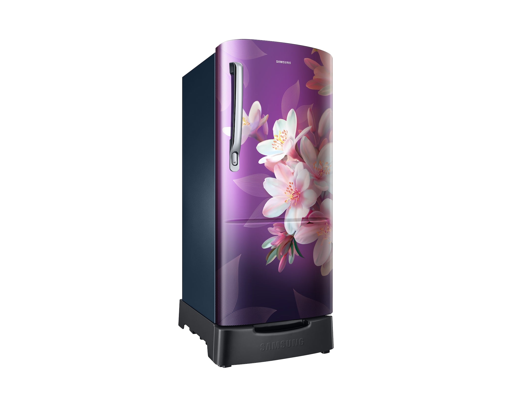 Samsung 183L 3-Star Direct Cool Single Door Refrigerator,Digital Inverter Compressor | Toughened Glass Shelves | Base Stand Drawer with Extra Storage | Stabilizer Free Operation | Elegant Bar Handle Design-(RR20H1823WB/HL, Wild Lily Blue)