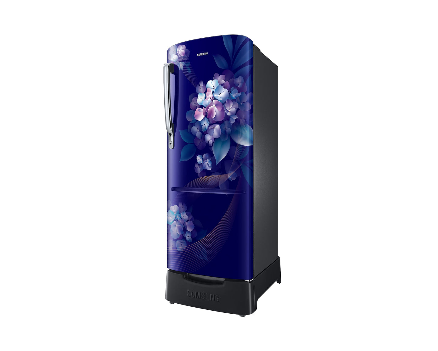 Samsung 223L 3-Star Direct Cool Single Door Refrigerator  – Digital Inverter Compressor, Base Stand Drawer, Glass Shelves, Fresh Room, LED Light, Big Guards, Lock & Key-(RR24H2823HS/NL, Hydrangea Blue)