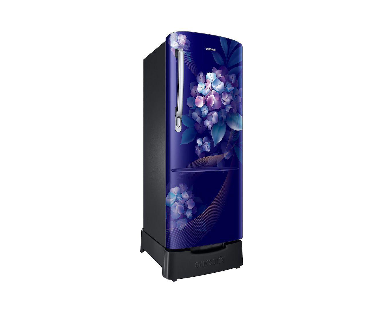 Samsung 223L 3-Star Direct Cool Single Door Refrigerator  – Digital Inverter Compressor, Base Stand Drawer, Glass Shelves, Fresh Room, LED Light, Big Guards, Lock & Key-(RR24H2823HS/NL, Hydrangea Blue)