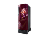 Samsung 223L 3-Star Direct Cool Single Door Refrigerator – Digital Inverter Compressor, Base Stand Drawer, Glass Shelves, Fresh Room, LED Light, Big Guards, Lock & Key-(RR24H2823HT/NL,Red)