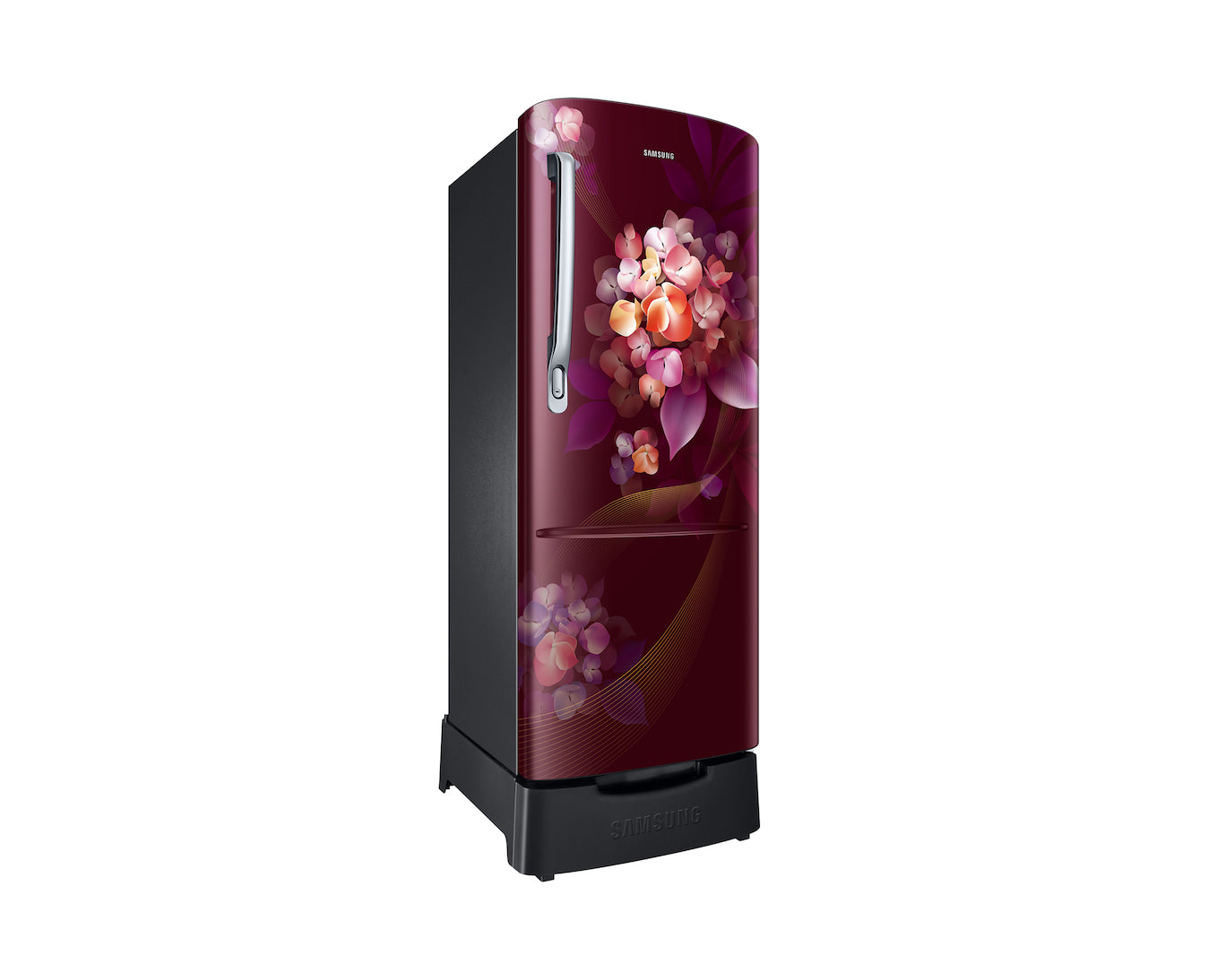 Samsung 223L 3-Star Direct Cool Single Door Refrigerator – Digital Inverter Compressor, Base Stand Drawer, Glass Shelves, Fresh Room, LED Light, Big Guards, Lock & Key-(RR24H2823HT/NL,Red)