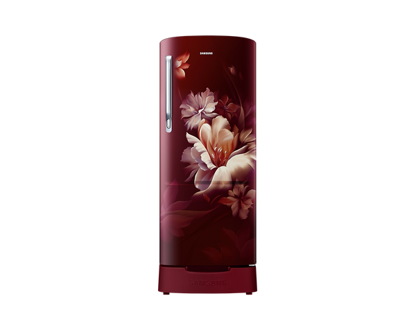 Samsung 183 L, 3 Star, Digital Inverter, Base Stand Drawer, Direct-Cool Single Door Refrigerator - RR20D1823RZ/HL (Midnight Blossom Red)
