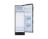 Samsung 246L 2-Star Direct Cool Single Door Refrigerator – Digital Inverter Compressor, Base Stand Drawer, Glass Shelves, Fresh Room, LED Light, Big Guards, Lock & Key-(RR26H3832BB/HL, Begonia Blue)