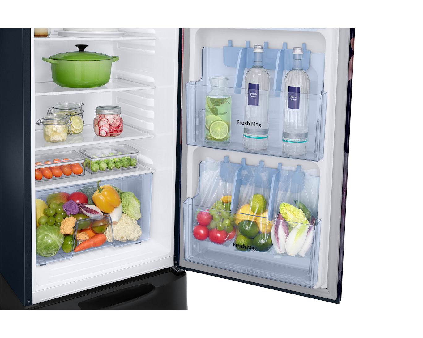 Samsung 246L 2-Star Direct Cool Single Door Refrigerator – Digital Inverter Compressor, Base Stand Drawer, Glass Shelves, Fresh Room, LED Light, Big Guards, Lock & Key-(RR26H3832BB/HL, Begonia Blue)