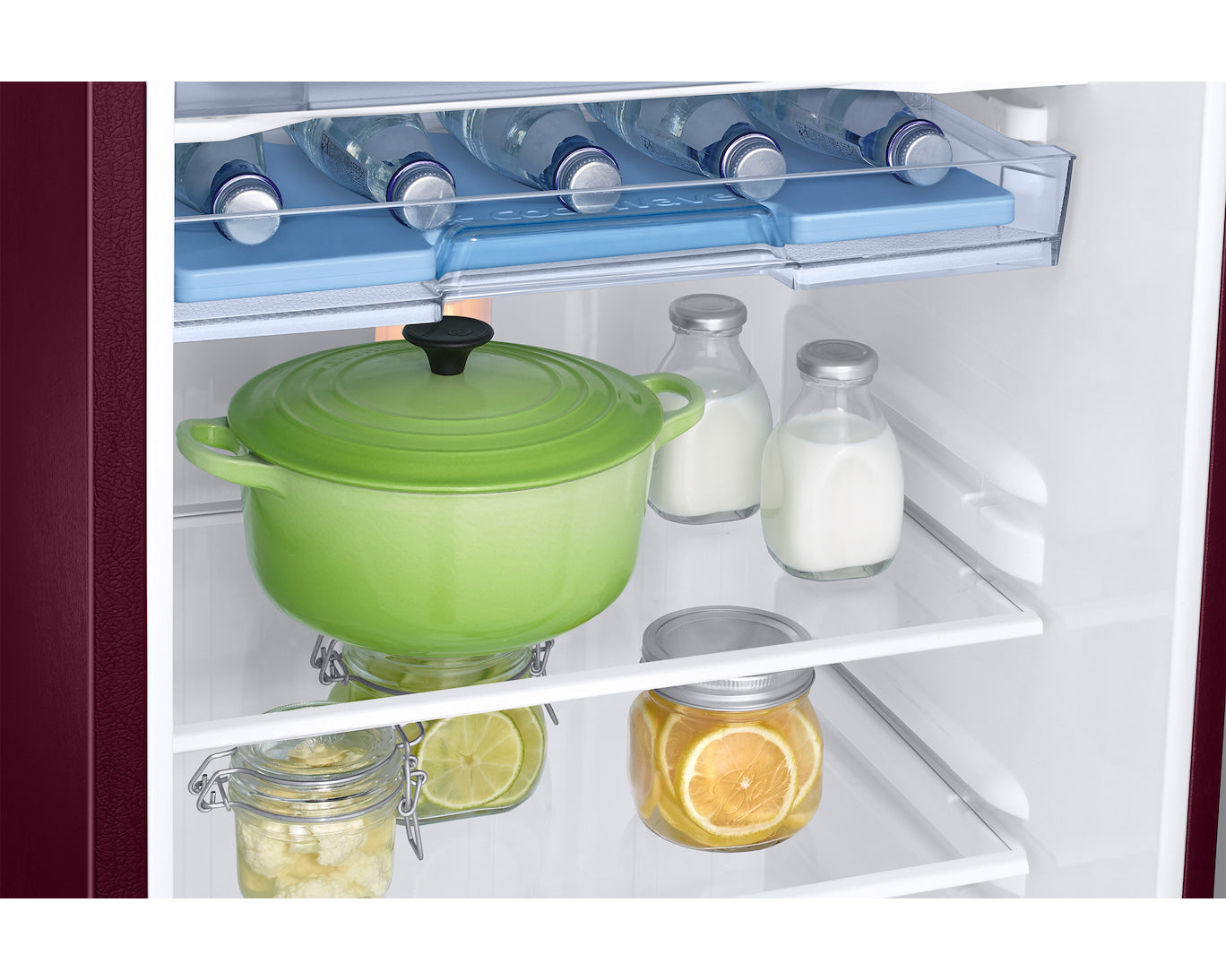 Samsung 189L 5-Star Direct Cool Single Door Refrigerator | Digital Inverter Compressor | Base Stand Drawer | Toughened Glass Shelves | New H-Bar Handle | LED Lighting | Stabilizer Free Operation | Lock & Key-(RR21H2H25BR/HL, Begonia Red)