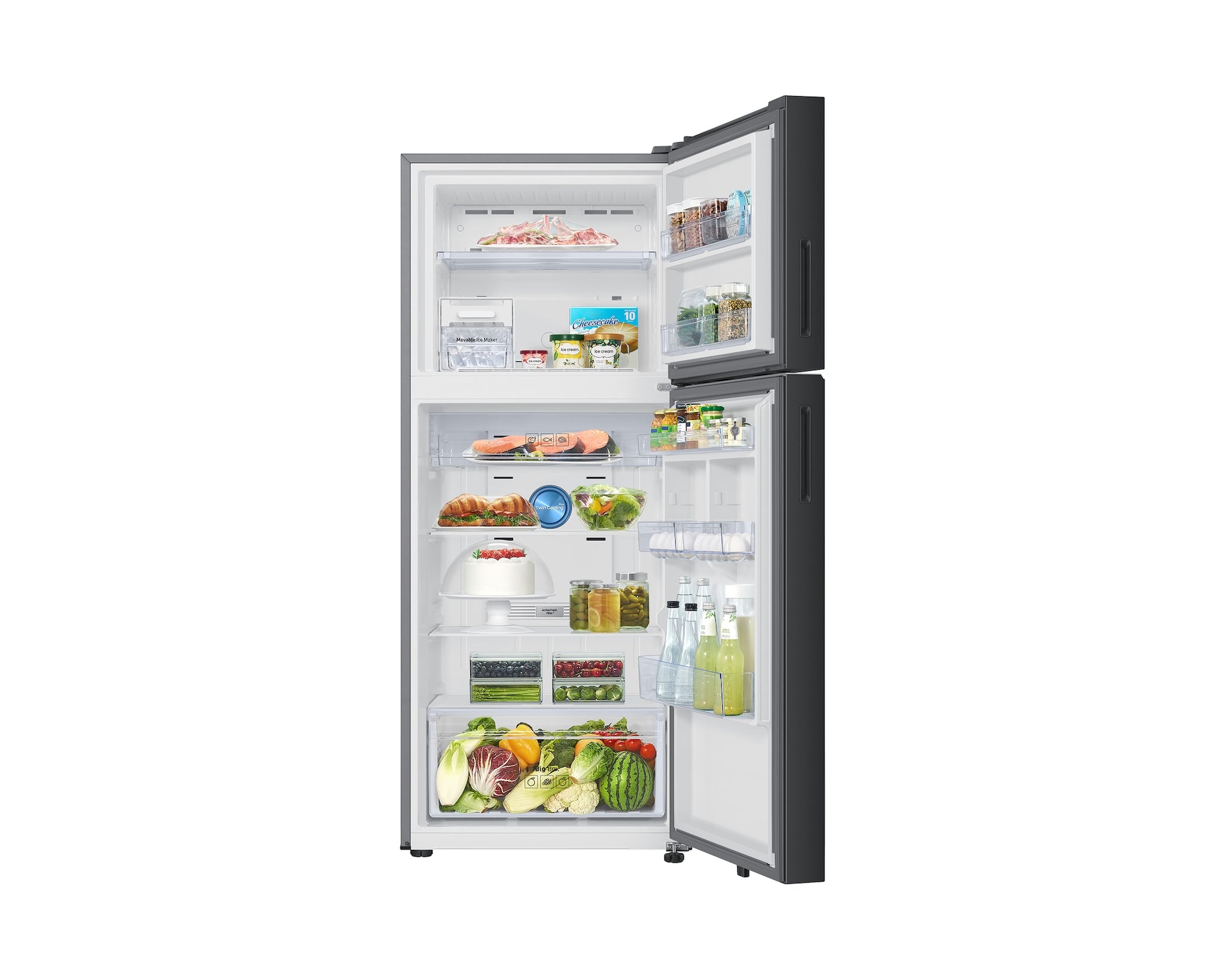 Samsung 396L 2-Star Double Door Refrigerator with Bespoke AI, Wi-Fi SmartThings & 5-in-1 Convertible Technology - Black Glass (RT41HB6A4222HL)